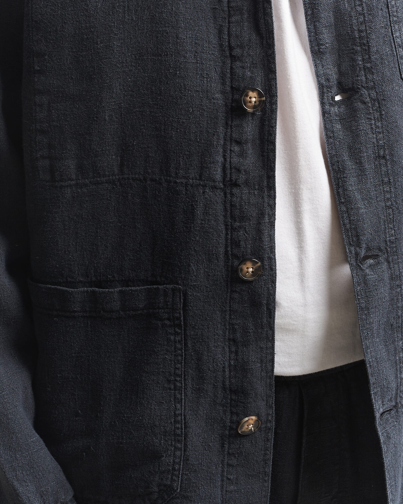 Heren | Overhemden | A Day's March | Original Linen Overshirt Black
