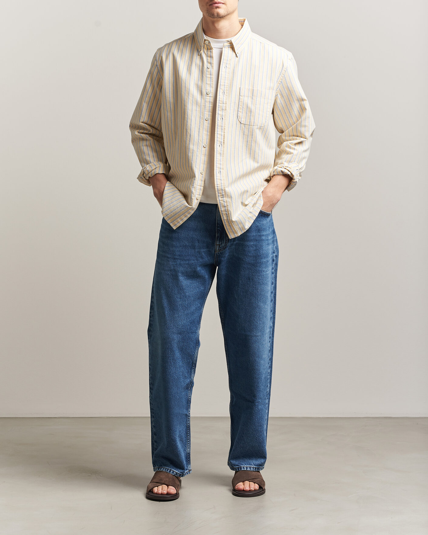 Heren | Overhemden | A Day's March | Original Oxford Shirt Yellow Multi