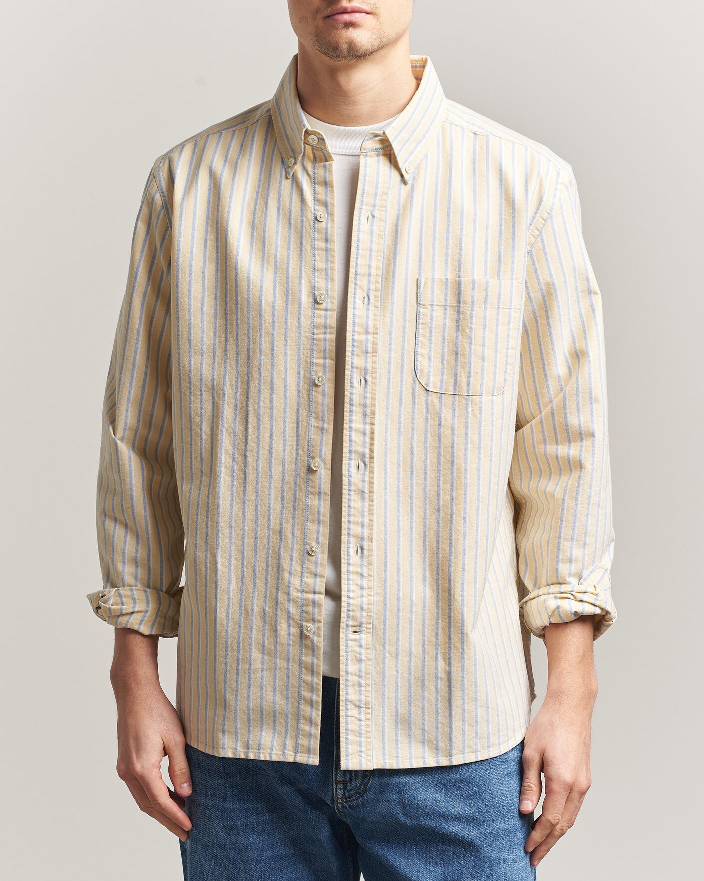 Heren | Overhemden | A Day's March | Original Oxford Shirt Yellow Multi