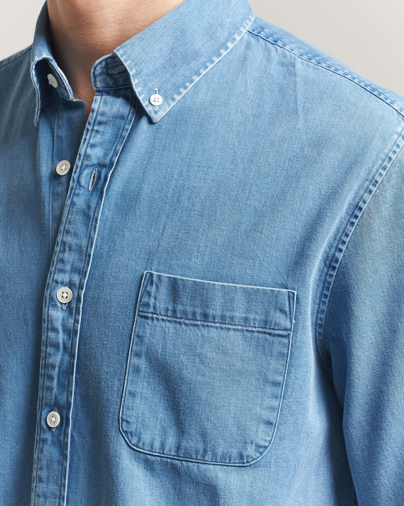 Heren | Overhemden | A Day's March | Original Denim Shirt Light Blue
