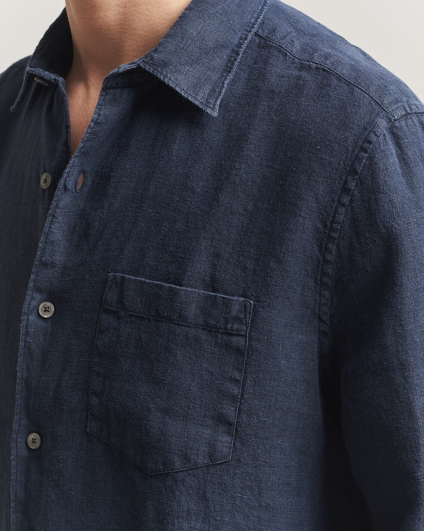 Heren | Overhemden | A Day's March | Daintree Linen Shirt Navy