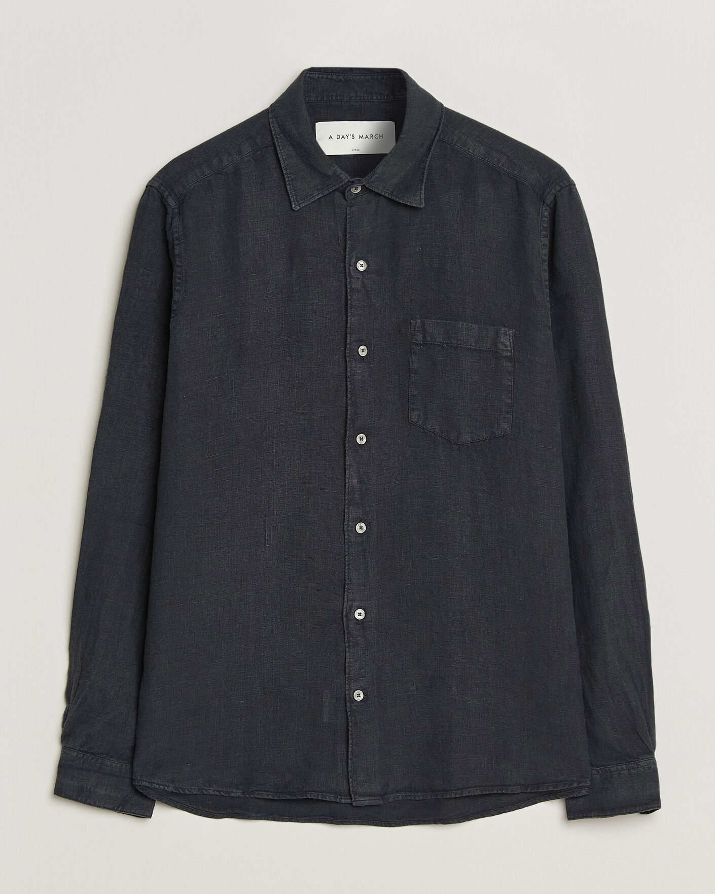 Heren | Overhemden | A Day's March | Daintree Linen Shirt Off Black