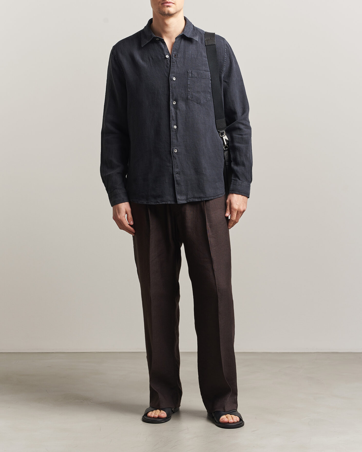 Heren | Overhemden | A Day's March | Daintree Linen Shirt Off Black