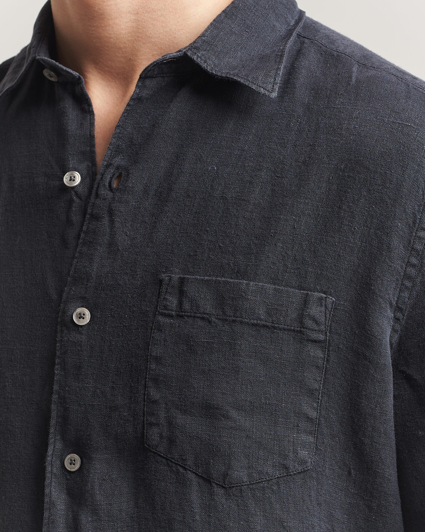Heren | Overhemden | A Day's March | Daintree Linen Shirt Off Black