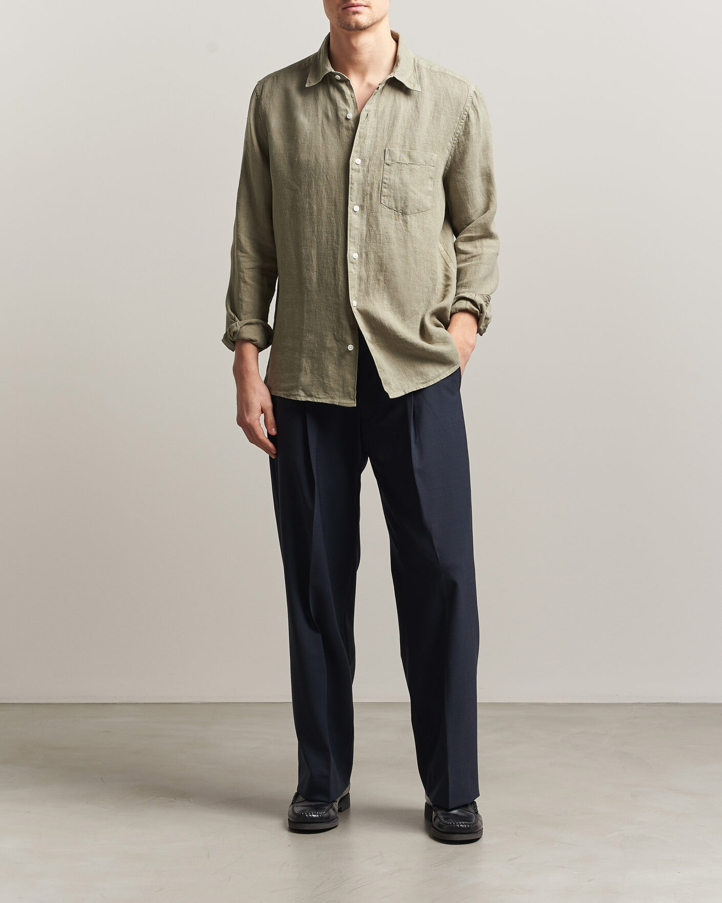 Heren | Overhemden | A Day's March | Daintree Linen Shirt Misty Green
