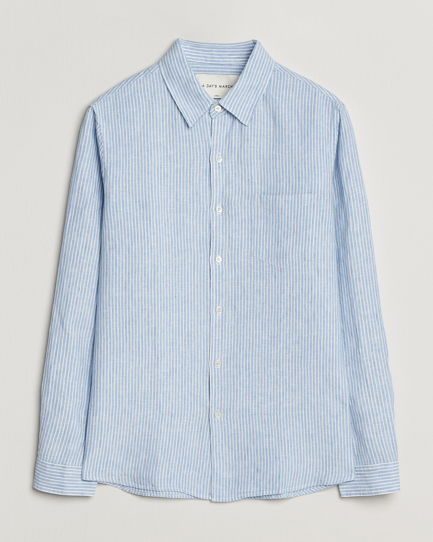 Heren | Overhemden | A Day's March | Daintree Striped Linen Shirt Light Blue/White