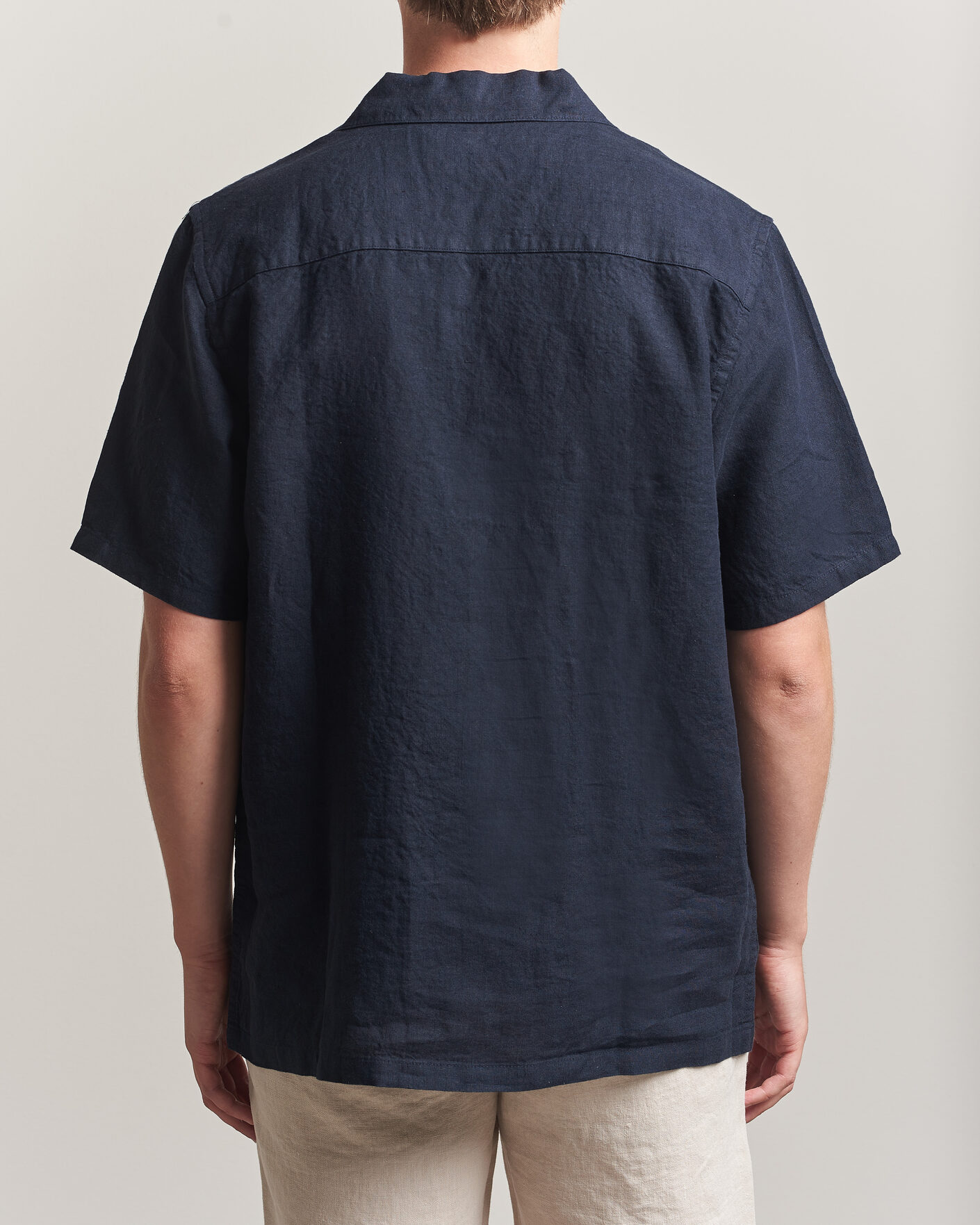 Heren | Overhemden | A Day's March | Yamu Linen Short Sleeve Shirt Navy