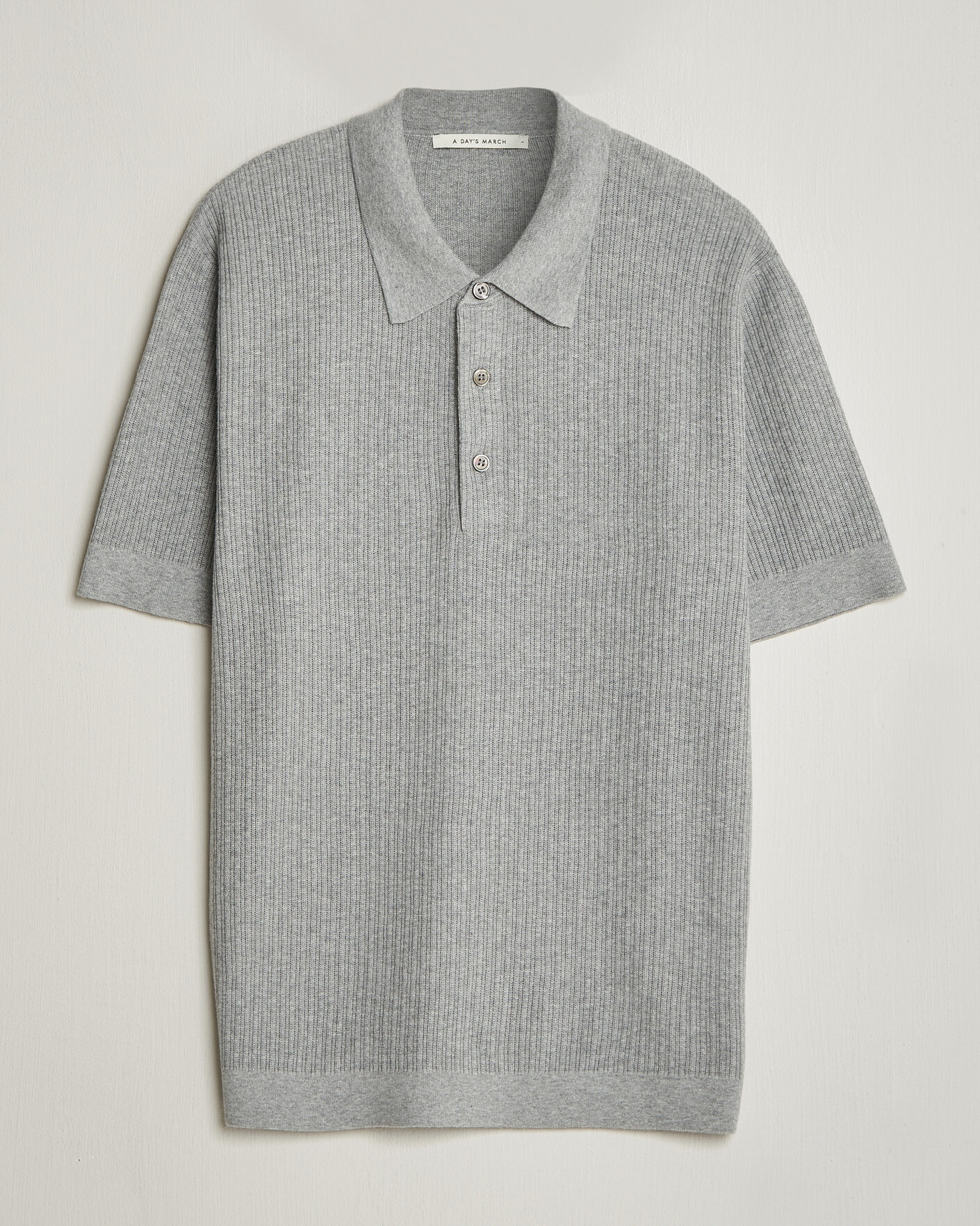 Heren | Polo's | A Day's March | Aspen Structured Knitted Polo Grey