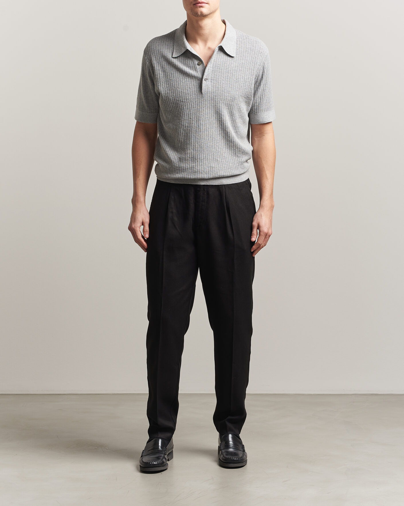 Heren | Polo's | A Day's March | Aspen Structured Knitted Polo Grey