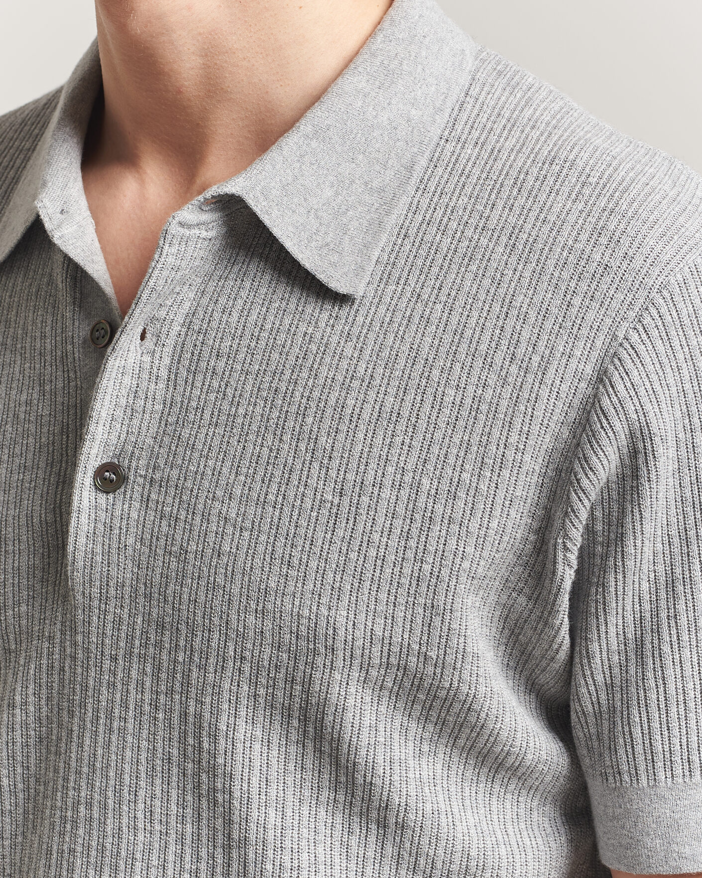 Heren | Polo's | A Day's March | Aspen Structured Knitted Polo Grey