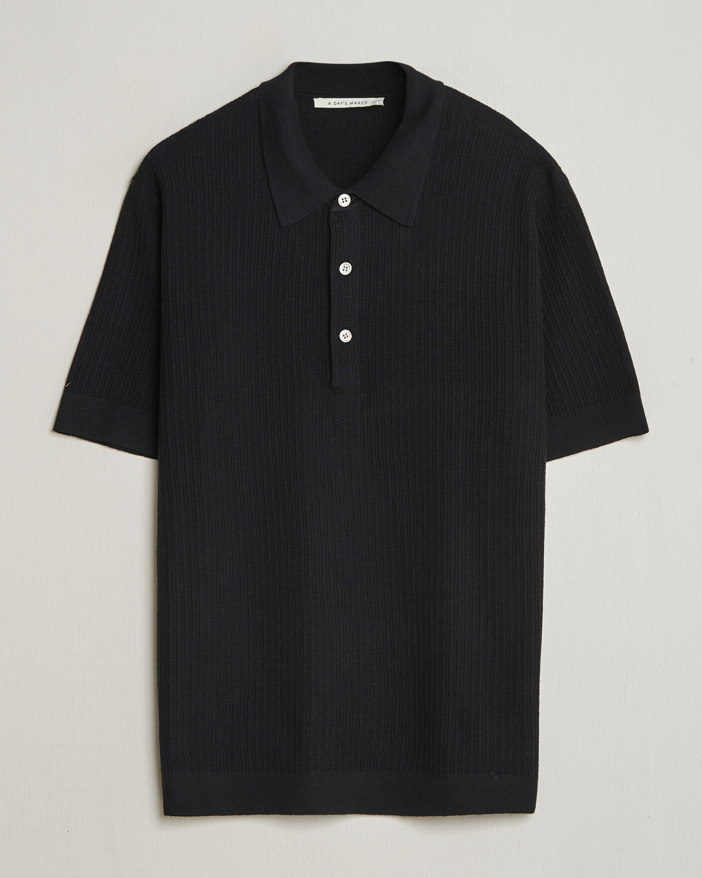 Heren | Polo's | A Day's March | Aspen Structured Knitted Polo Black