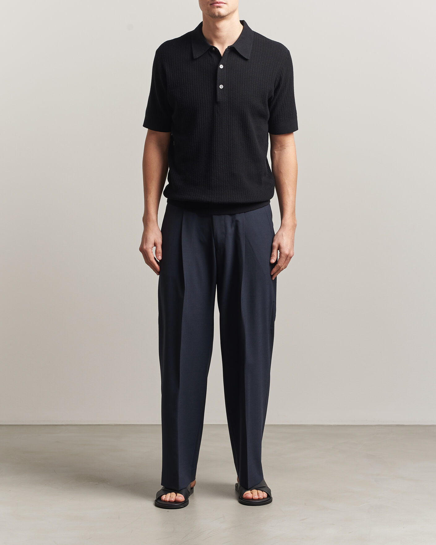 Heren | Polo's | A Day's March | Aspen Structured Knitted Polo Black