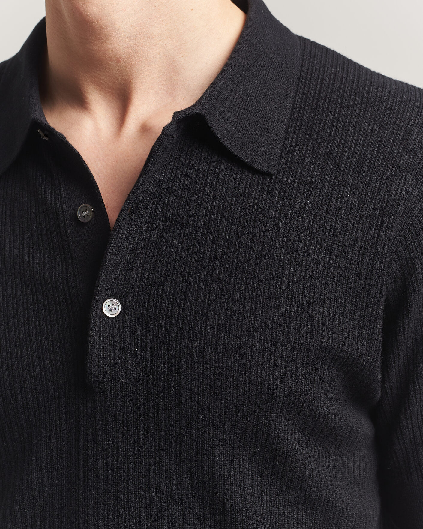 Heren | Polo's | A Day's March | Aspen Structured Knitted Polo Black