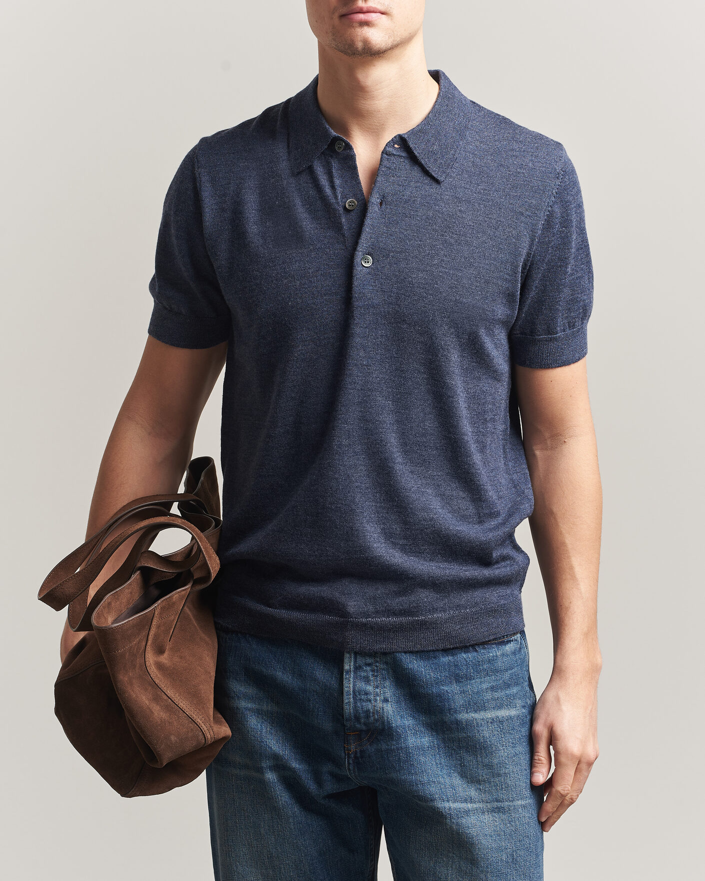 Heren | Polo's | A Day's March | Rosehall Knitted Polo Storm Blue