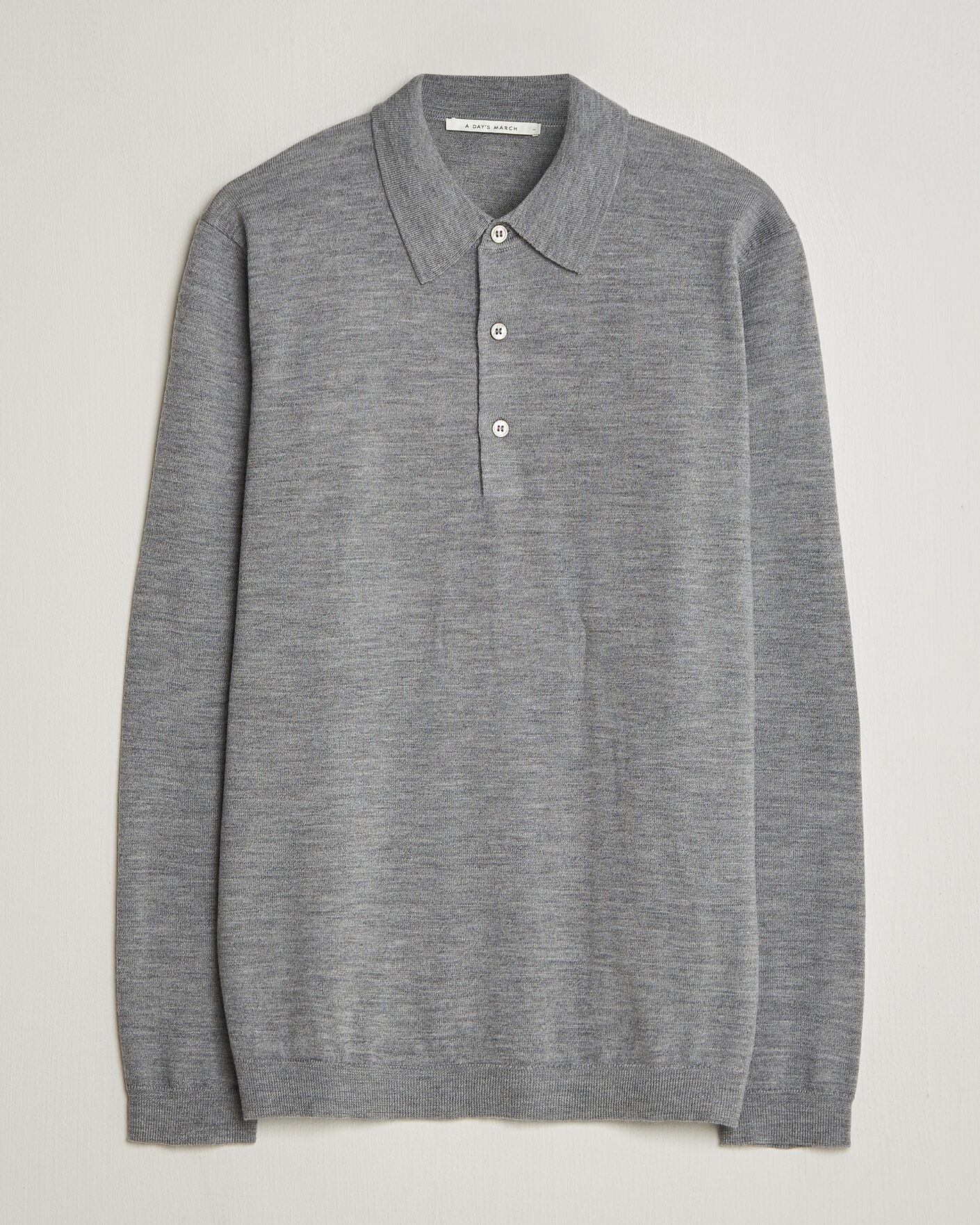 Heren | Truien | A Day's March | Ambroz Merino Polo Grey Melange