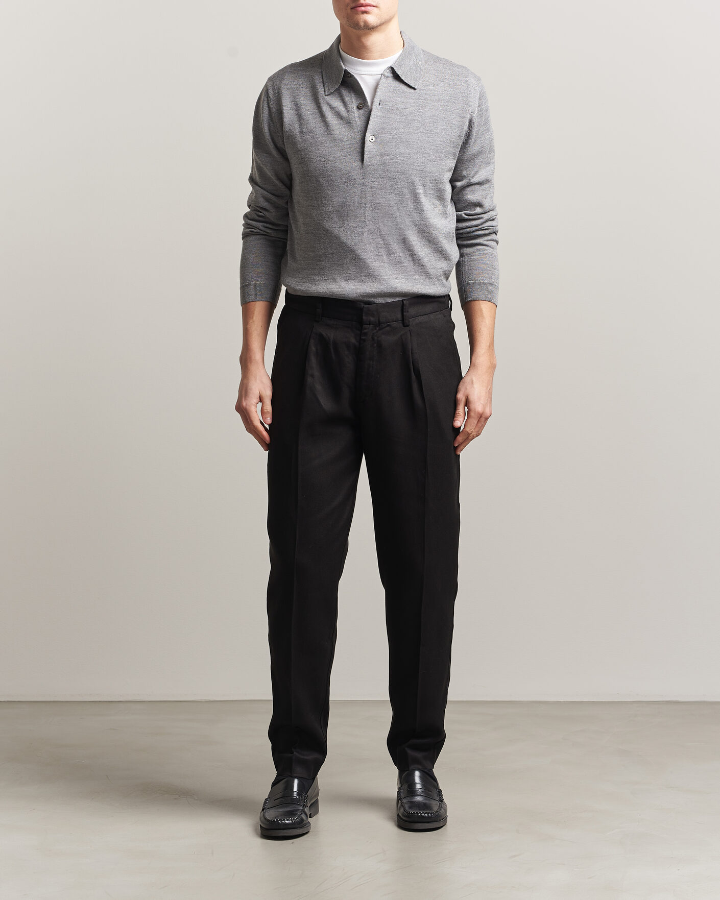 Heren | Truien | A Day's March | Ambroz Merino Polo Grey Melange
