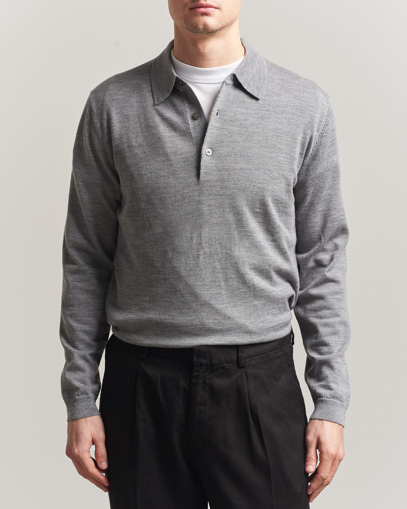 Heren | Truien | A Day's March | Ambroz Merino Polo Grey Melange
