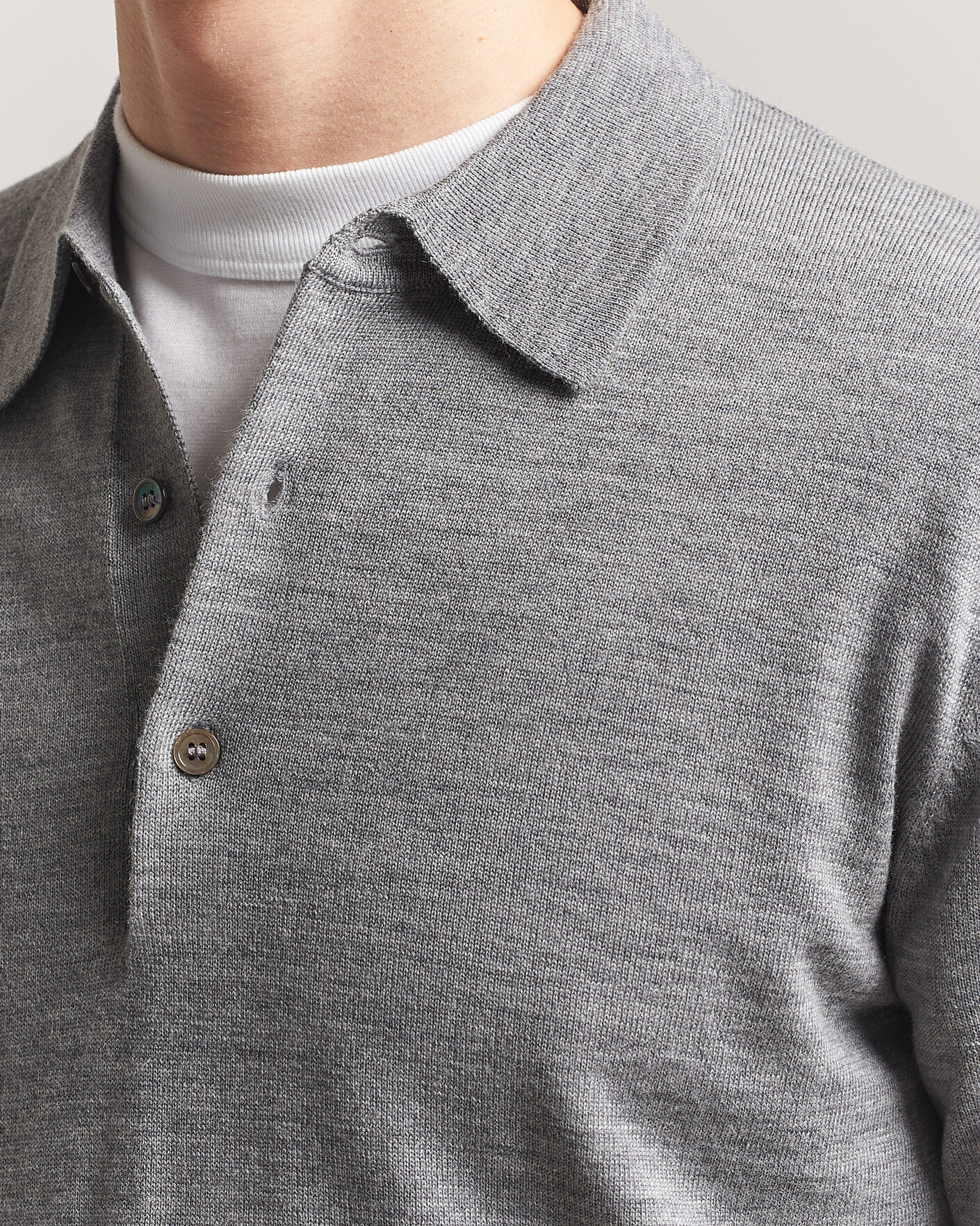 Heren | Truien | A Day's March | Ambroz Merino Polo Grey Melange