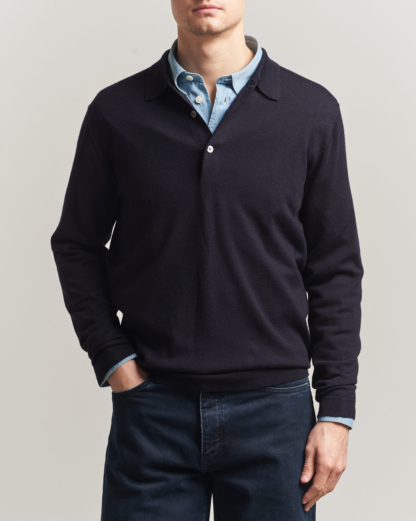 Heren | Truien | A Day's March | Ambroz Merino Polo Navy