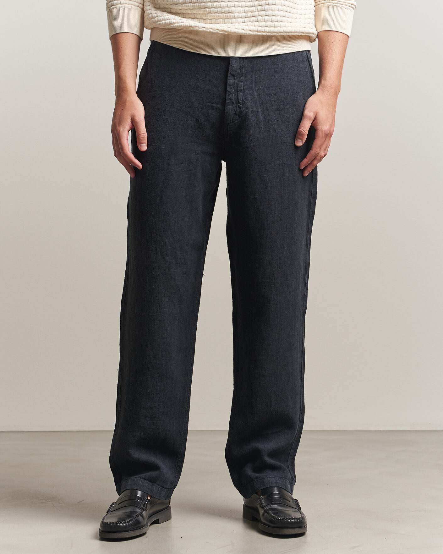 Heren | Broeken | A Day's March | Redwood Linen Trousers Black