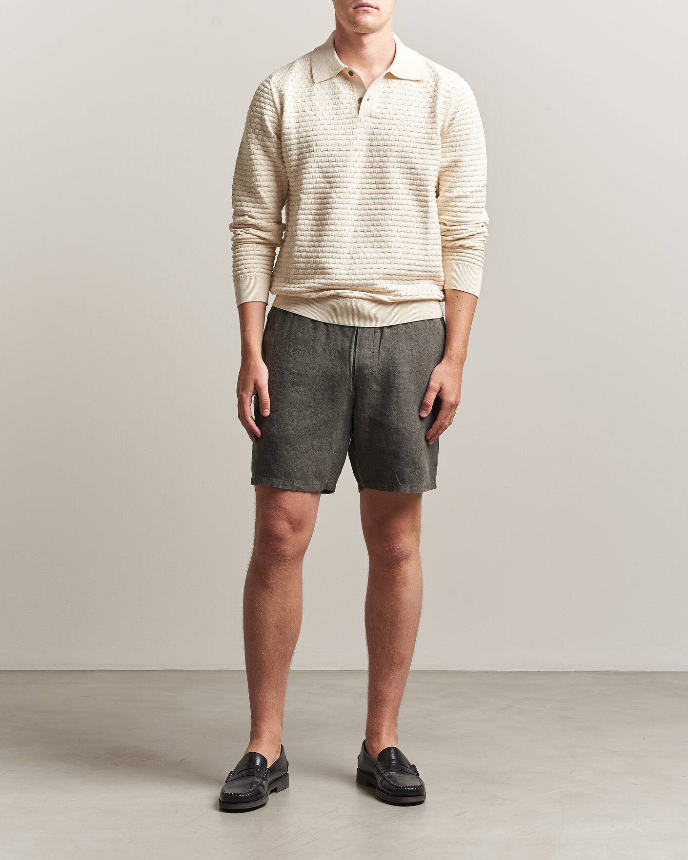 Heren | Korte broek | A Day's March | Ipu Linen Drawstring Shorts Olive