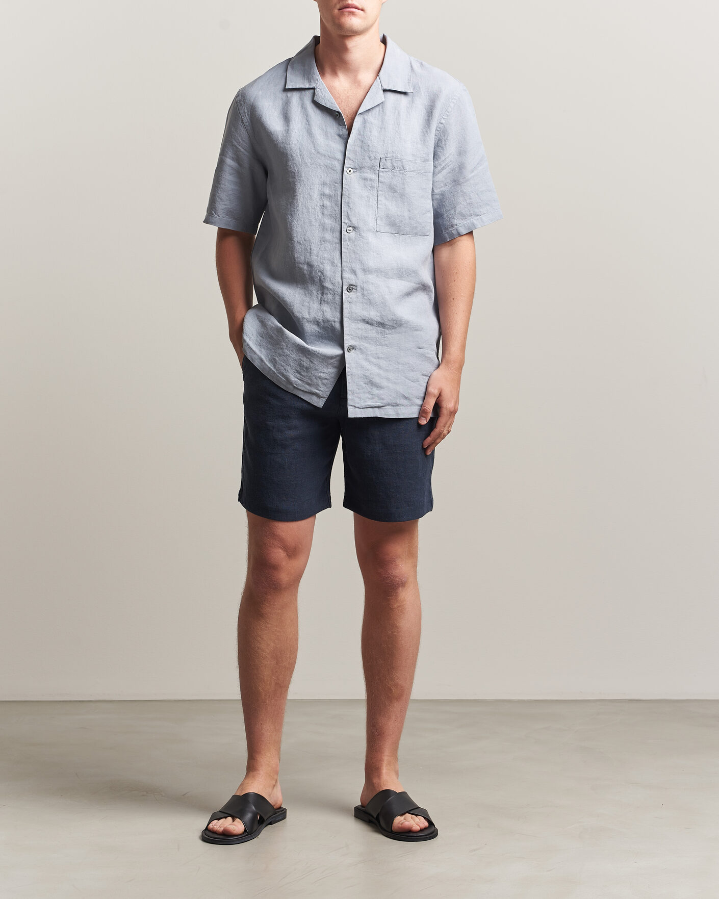 Heren | Korte broek | A Day's March | Luny Linen Shorts Navy