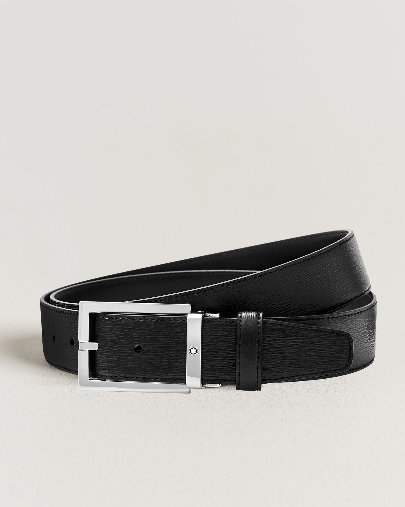 Heren | Riemen | Montblanc | Rectangular 35mm Leather Belt Black