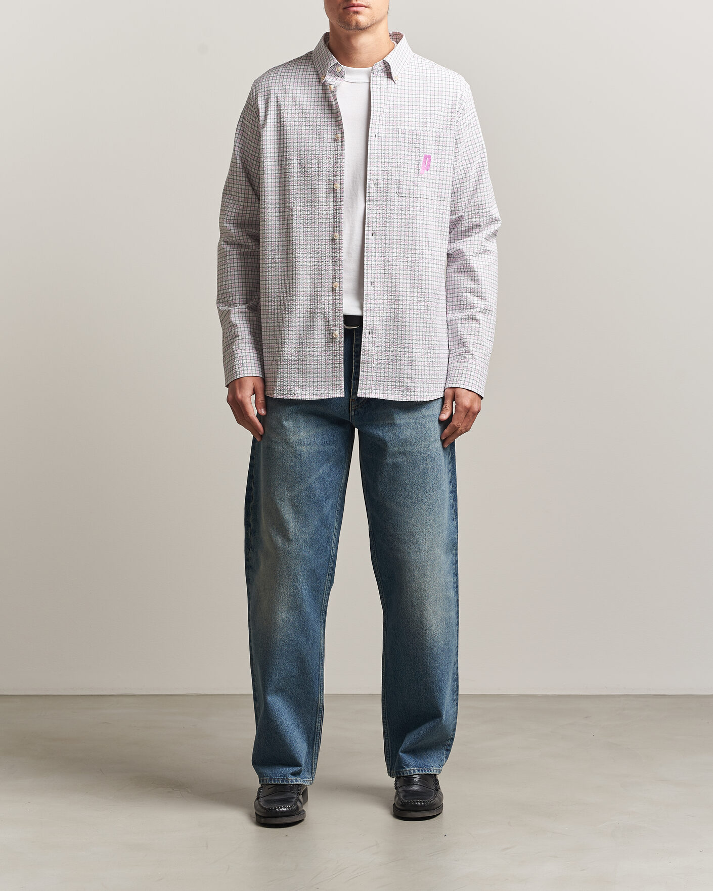 Heren | Overhemden | LES DEUX | Prince Seersucker Check Shirt Ivory