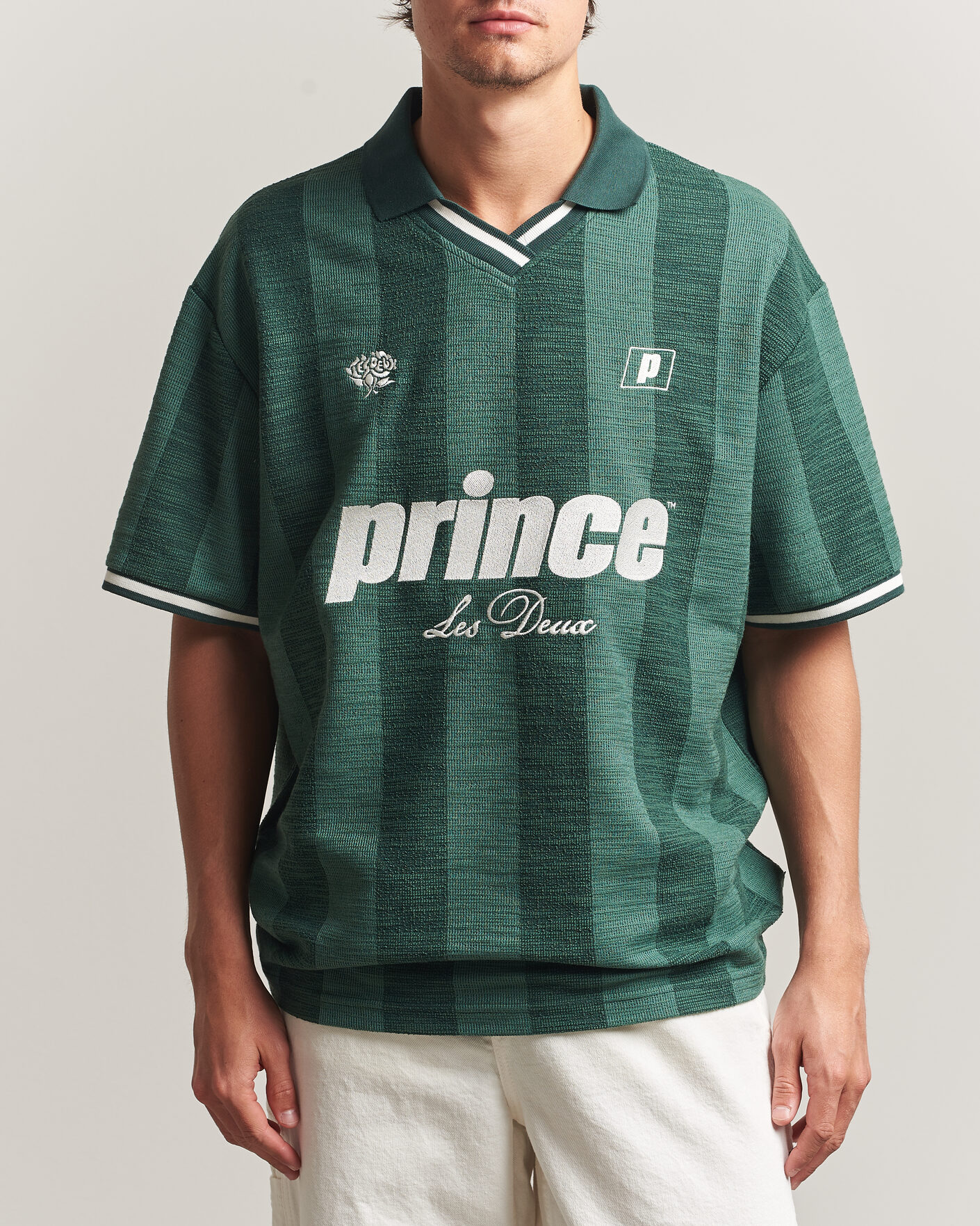 Heren | Polo's | LES DEUX | Prince Stripe Jaquard Polo Pineneedle Green