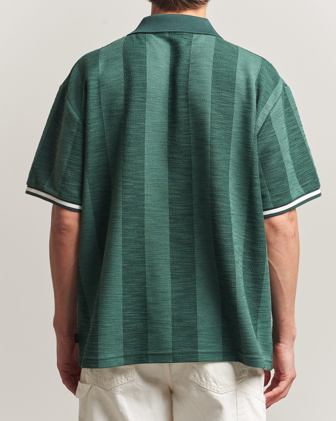 Heren | Polo's | LES DEUX | Prince Stripe Jaquard Polo Pineneedle Green