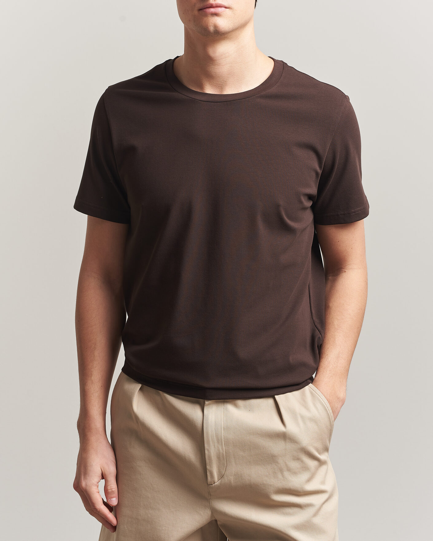 Heren | T-shirts | Filippa K | Soft Lycra T-Shirt Dark Chocolate