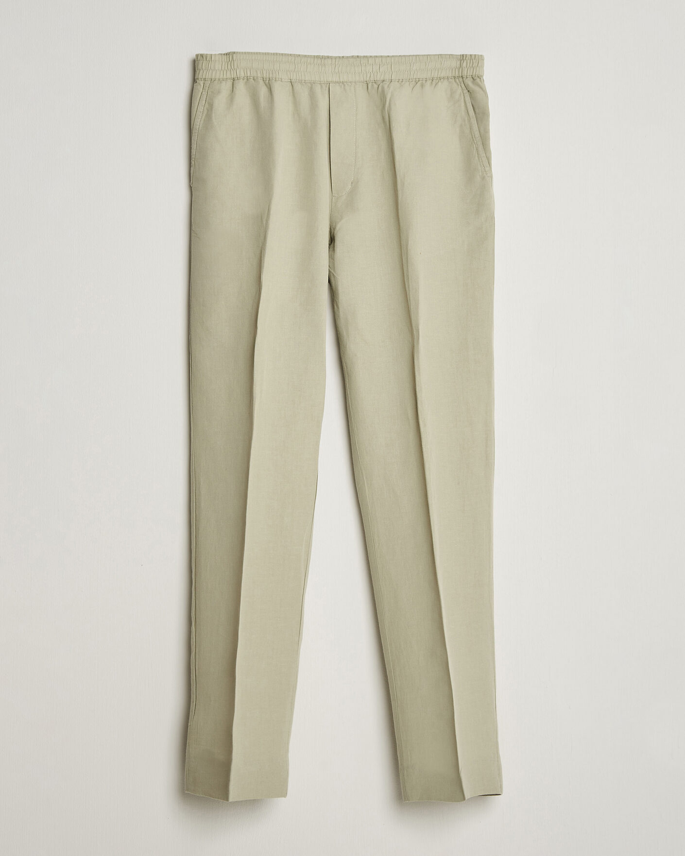 Heren | Broeken | Filippa K | Theo Relaxed Linen/Cotton Drawstring Trousers Light Green
