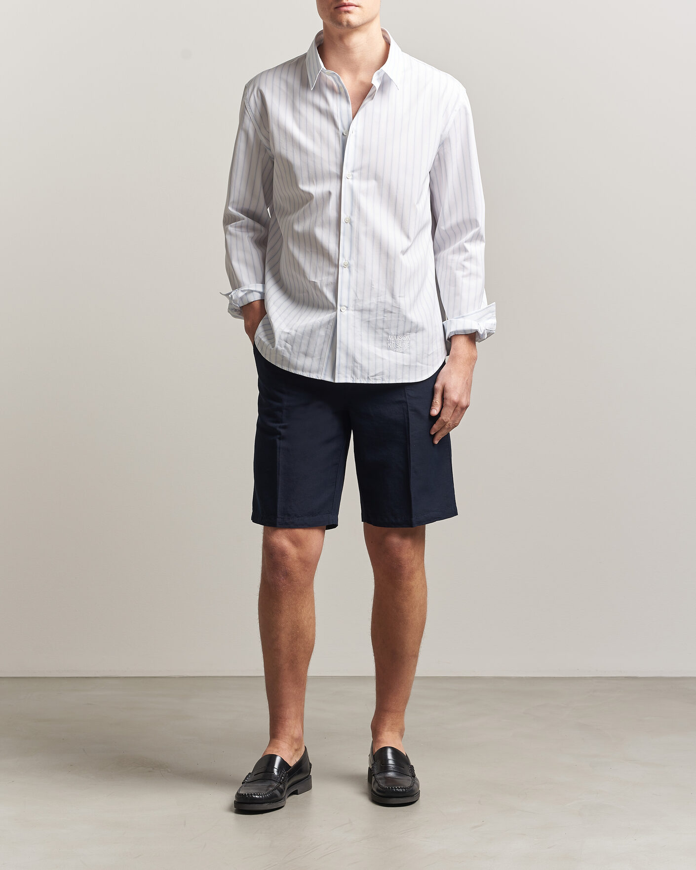 Heren | Korte broek | Filippa K | Theo Relaxed Linen/Cotton Drawstring Shorts Navy