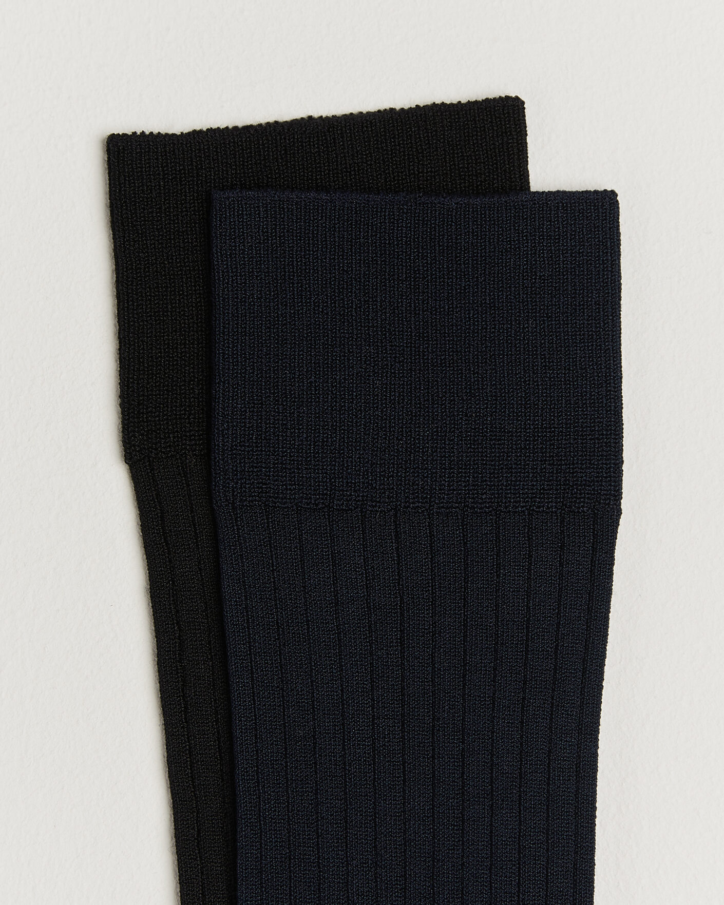 Heren | Ondergoed | Myrqvist | 2-Pack Axel Ribbed Cotton Sock Black/Navy