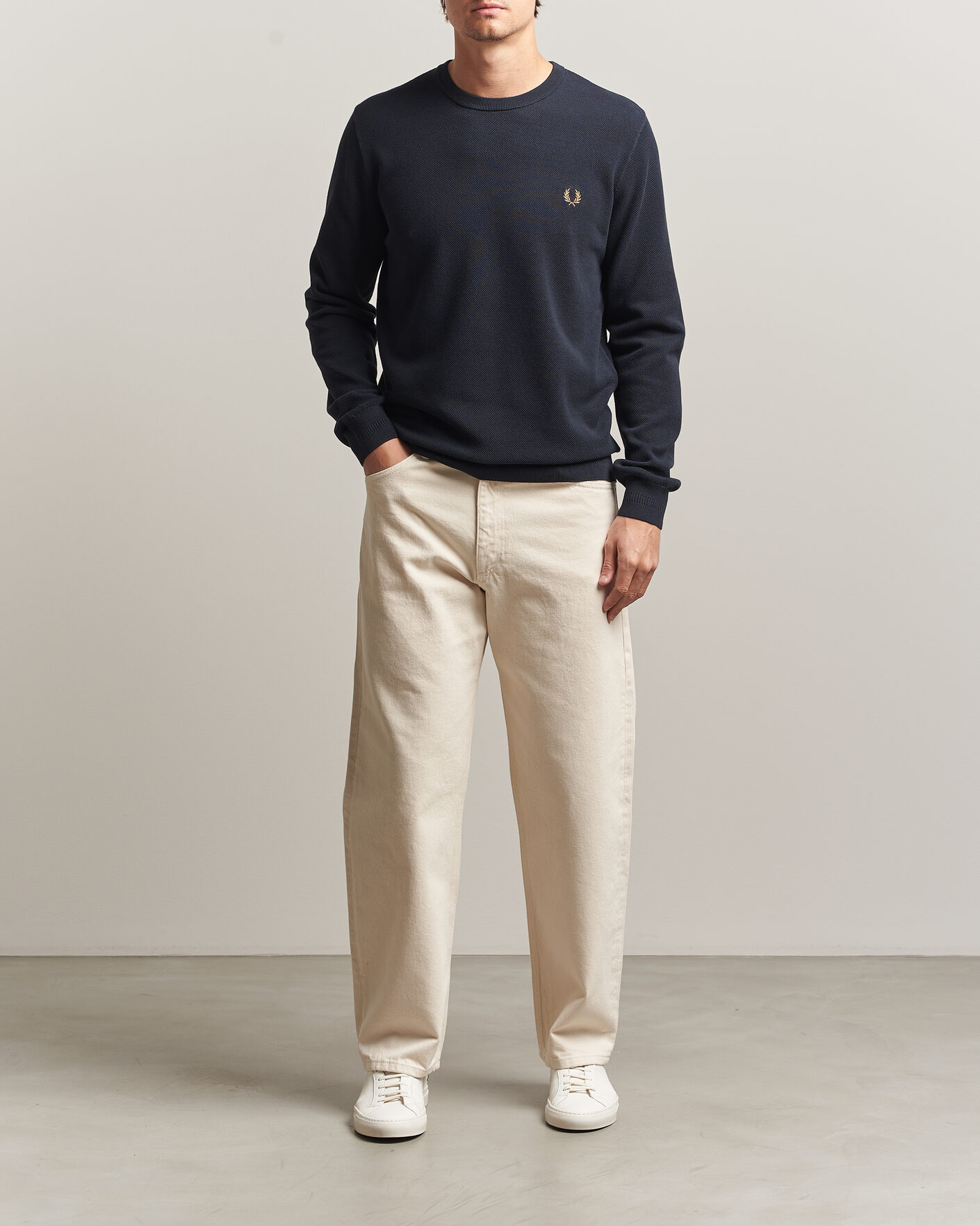 Heren | Truien | Fred Perry | Piqué Stitched Sweater Navy