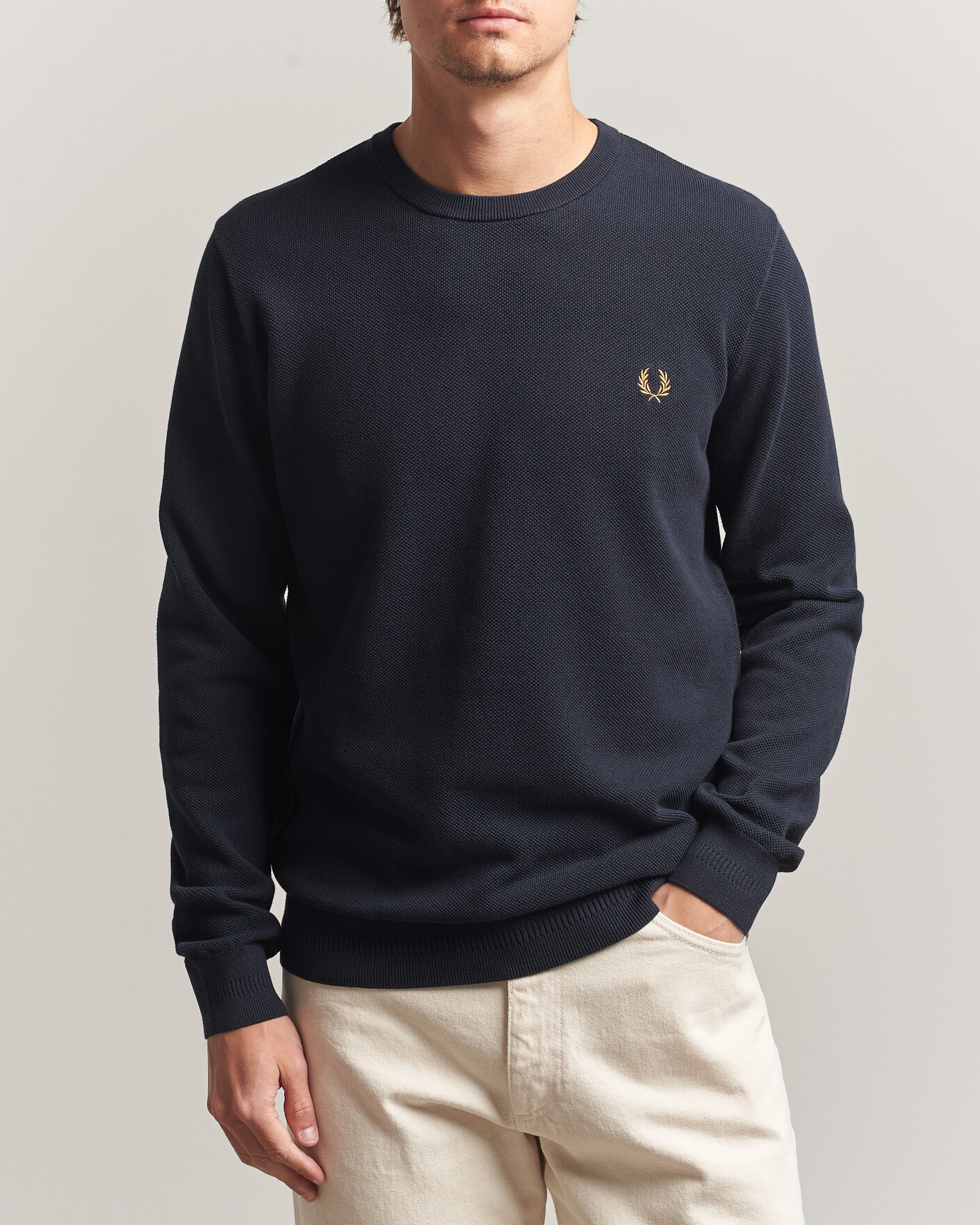 Heren | Truien | Fred Perry | Piqué Stitched Sweater Navy
