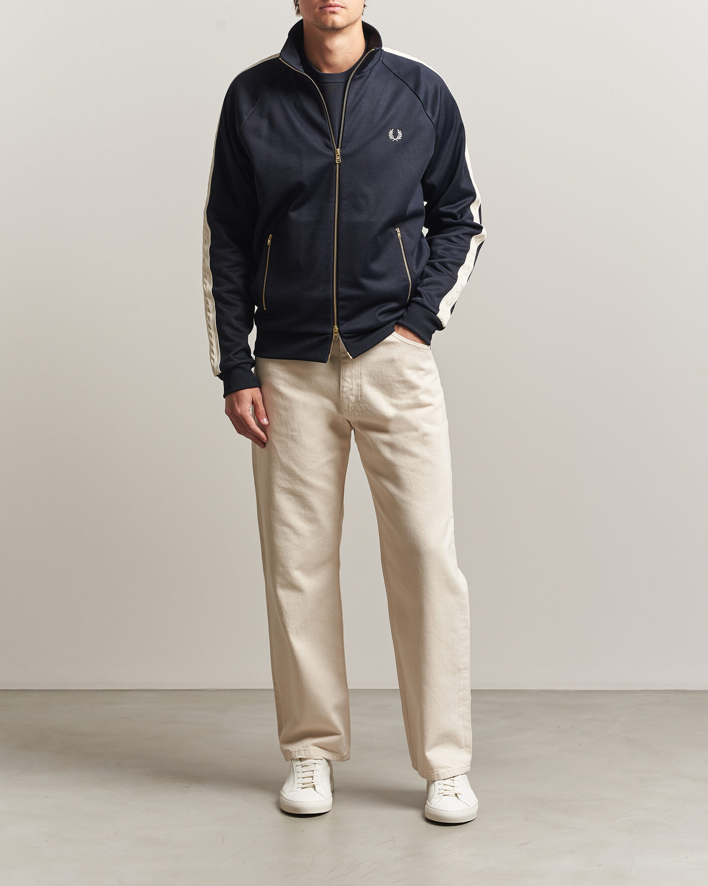 Heren | Truien | Fred Perry | Cable Taped Track Jacket Navy
