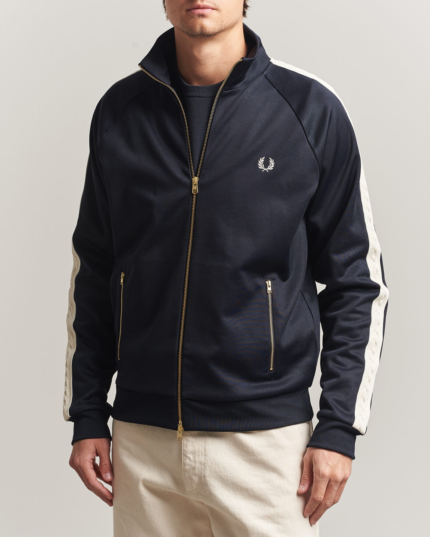 Heren | Truien | Fred Perry | Cable Taped Track Jacket Navy