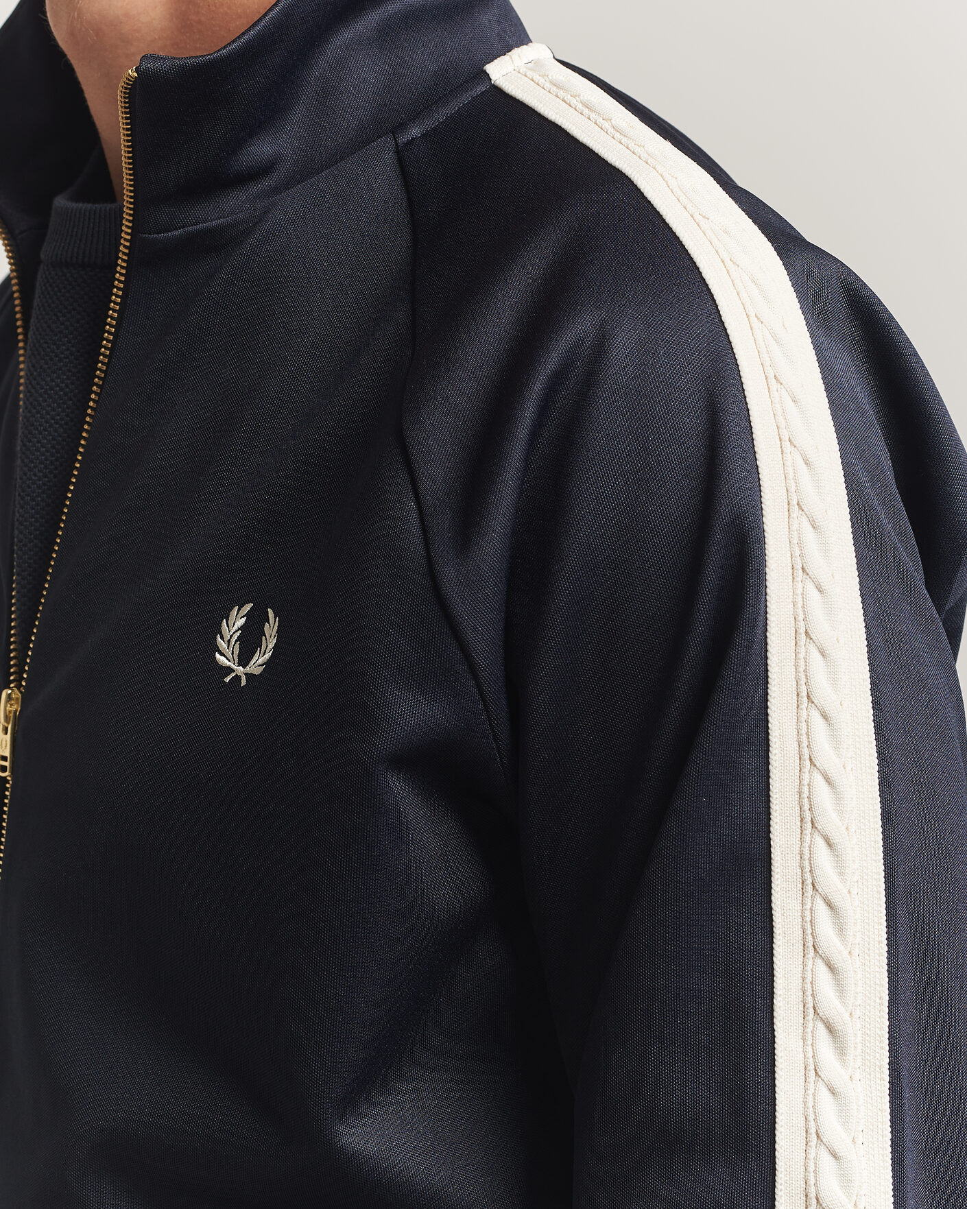 Heren | Truien | Fred Perry | Cable Taped Track Jacket Navy
