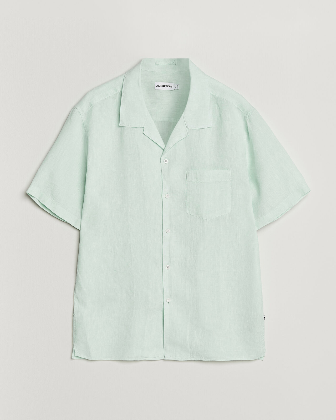 Heren | Overhemden | J.Lindeberg | Elio Linen Short Sleeve Shirt Bay Green