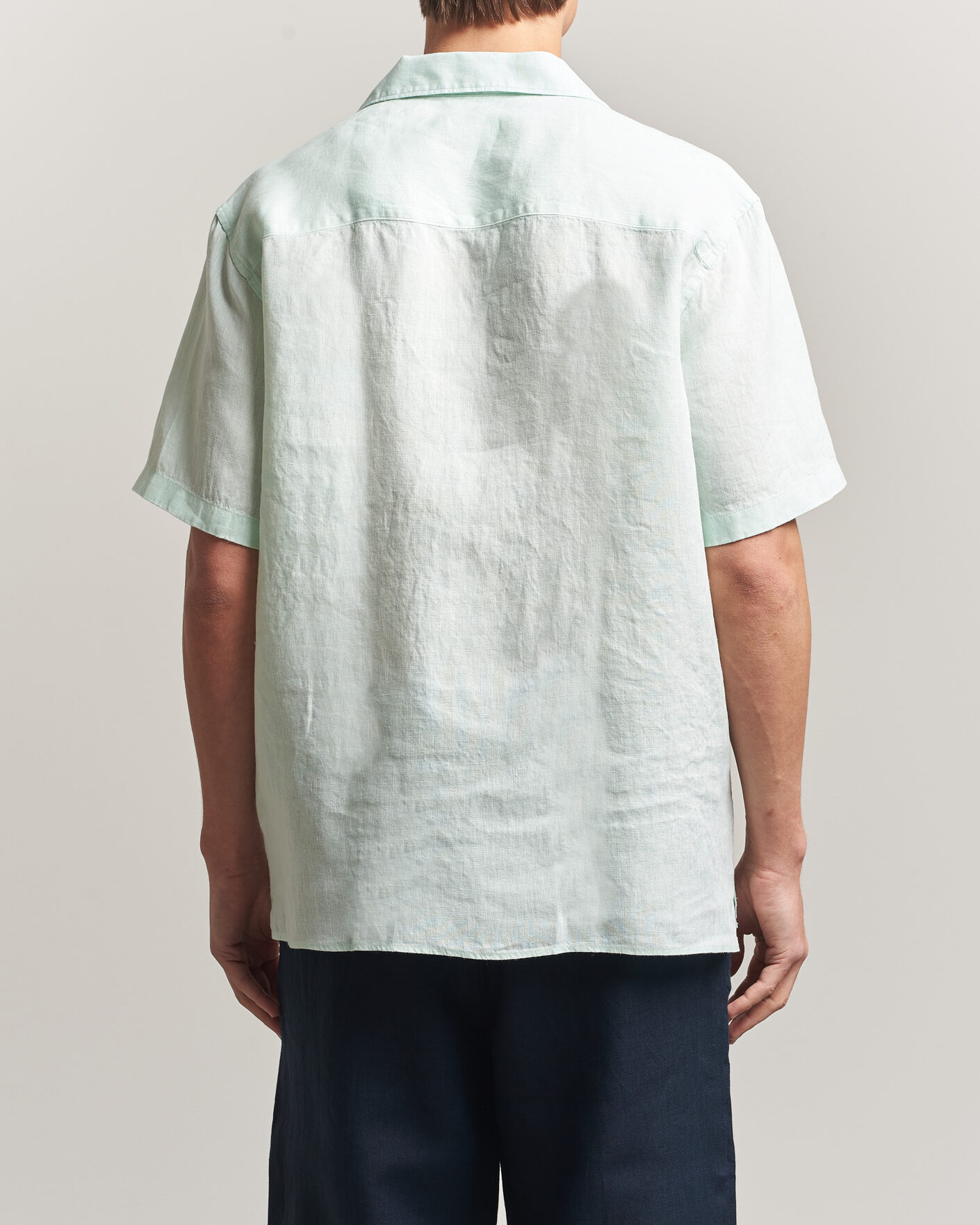 Heren | Overhemden | J.Lindeberg | Elio Linen Short Sleeve Shirt Bay Green