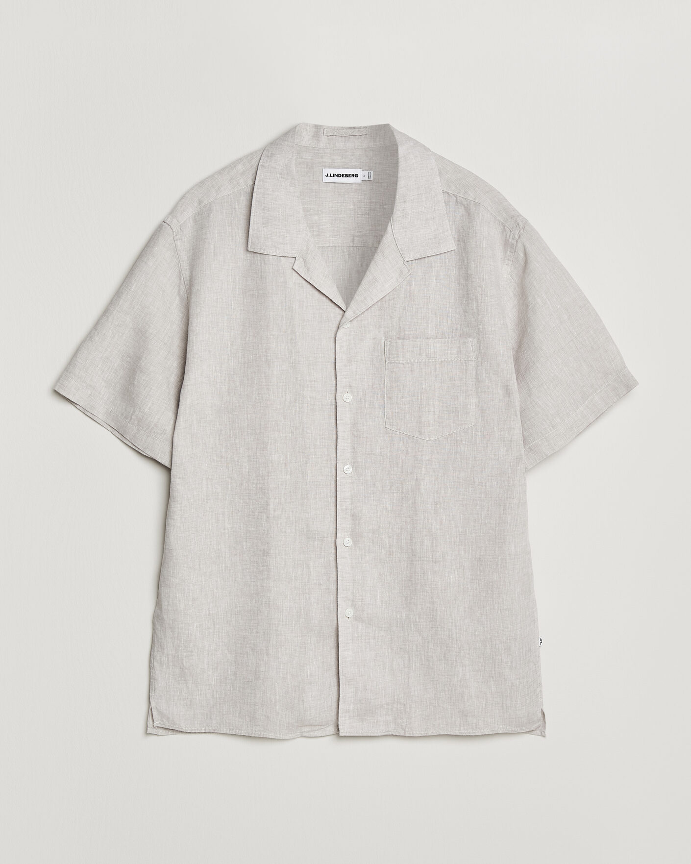 Heren | Overhemden | J.Lindeberg | Elio Linen Short Sleeve Shirt Moonbeam