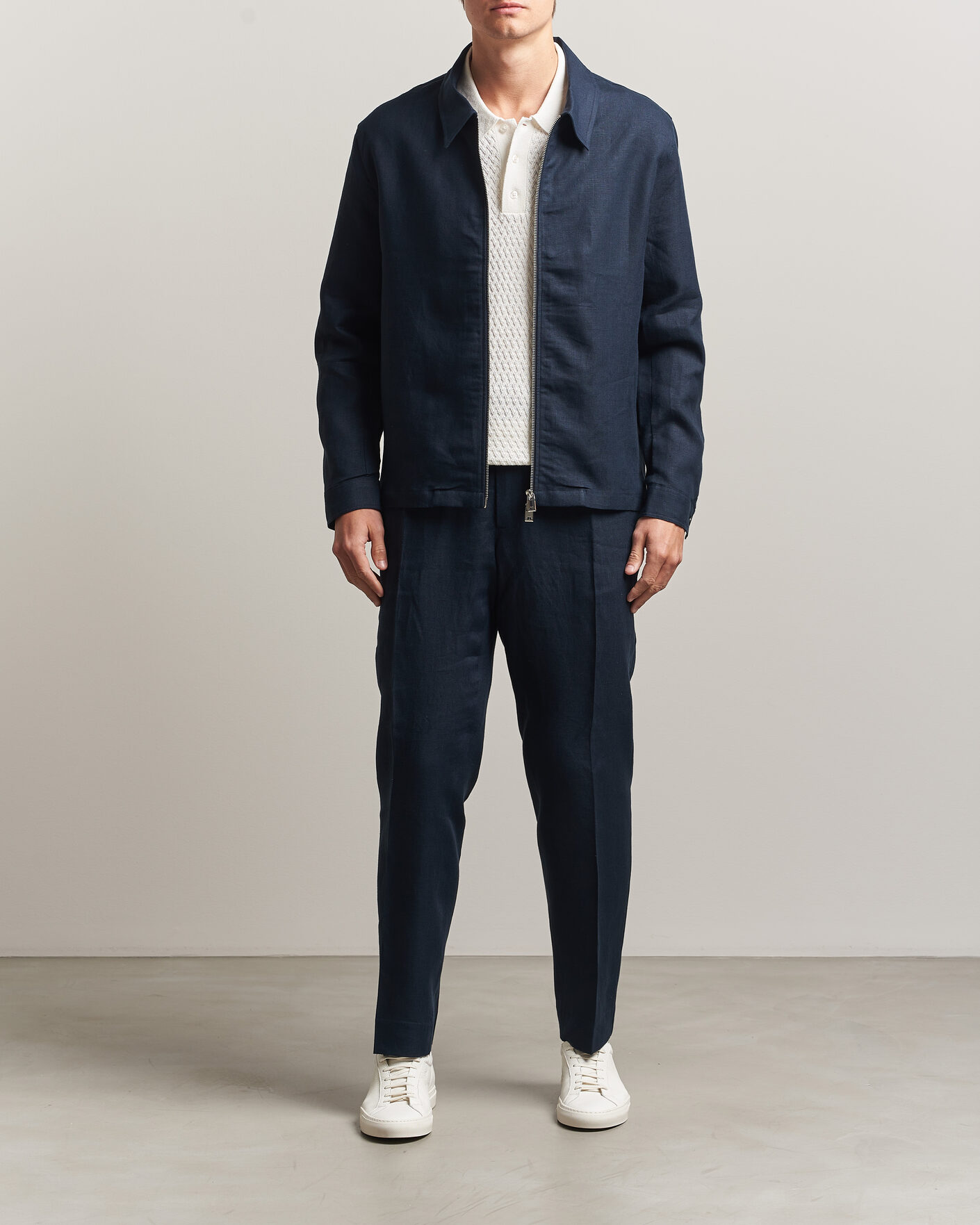 Heren | Overhemden | J.Lindeberg | Julius Drape Linen Overshirt Navy
