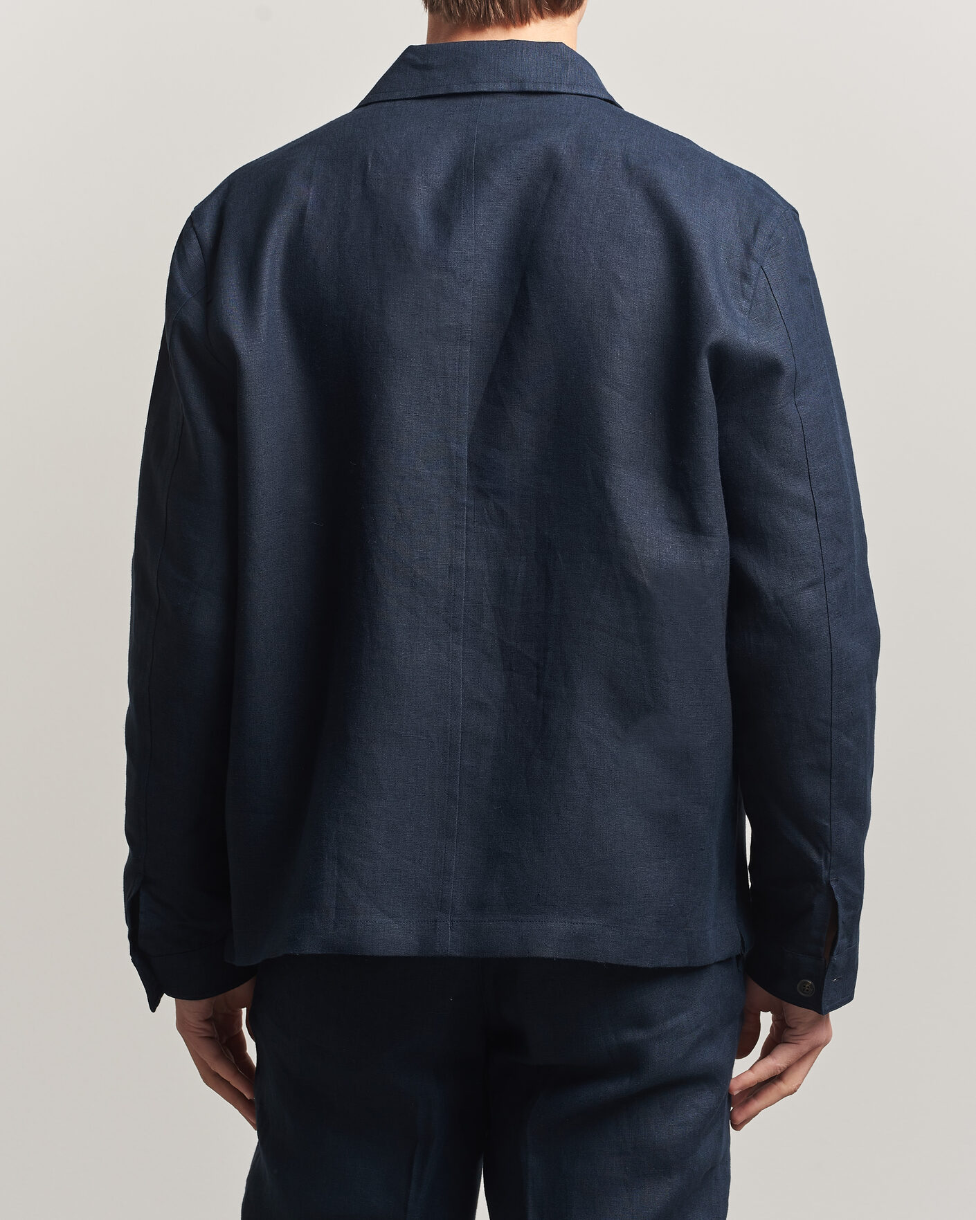 Heren | Overhemden | J.Lindeberg | Julius Drape Linen Overshirt Navy