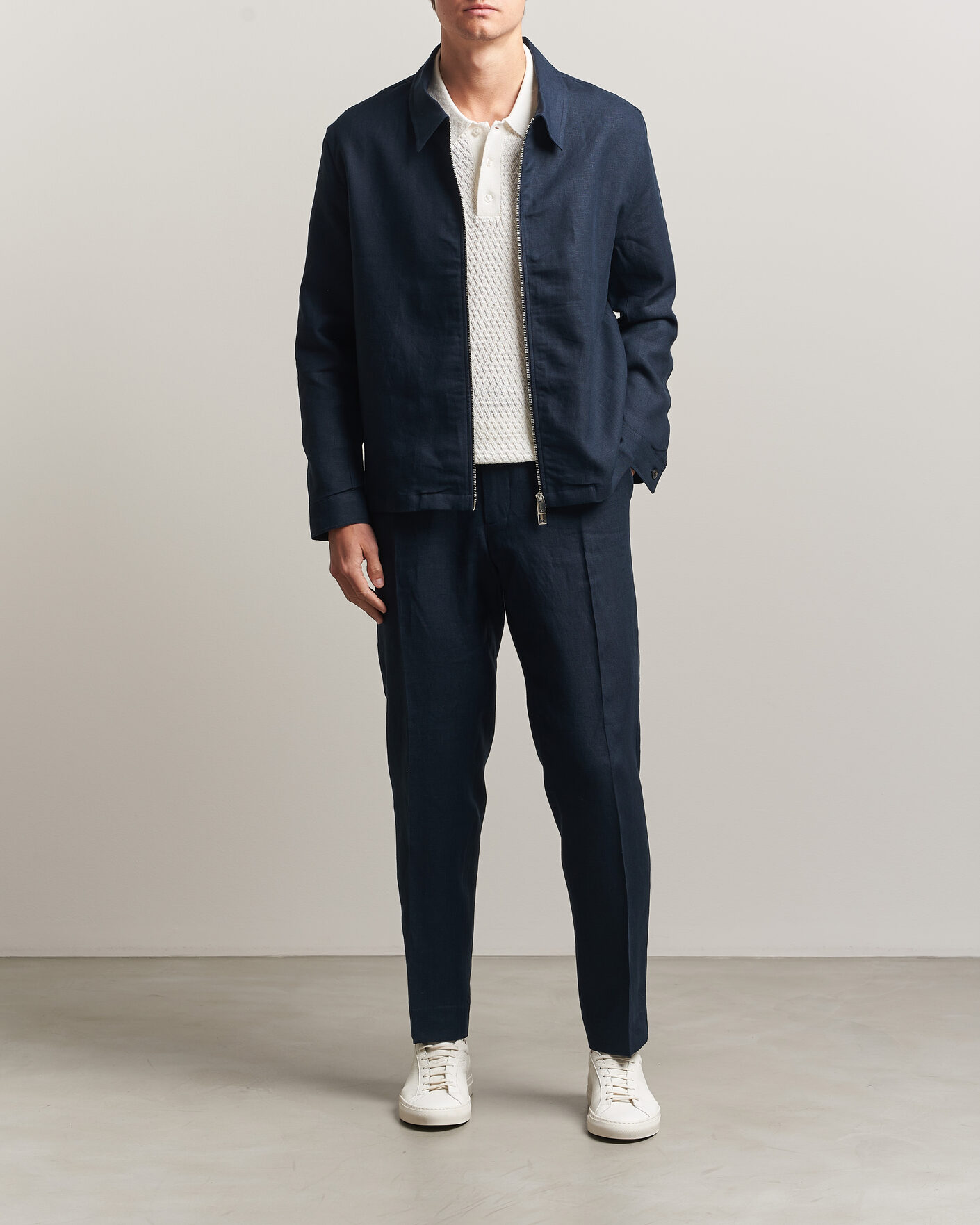 Heren | Broeken | J.Lindeberg | Soren Drape Linen Pants Navy