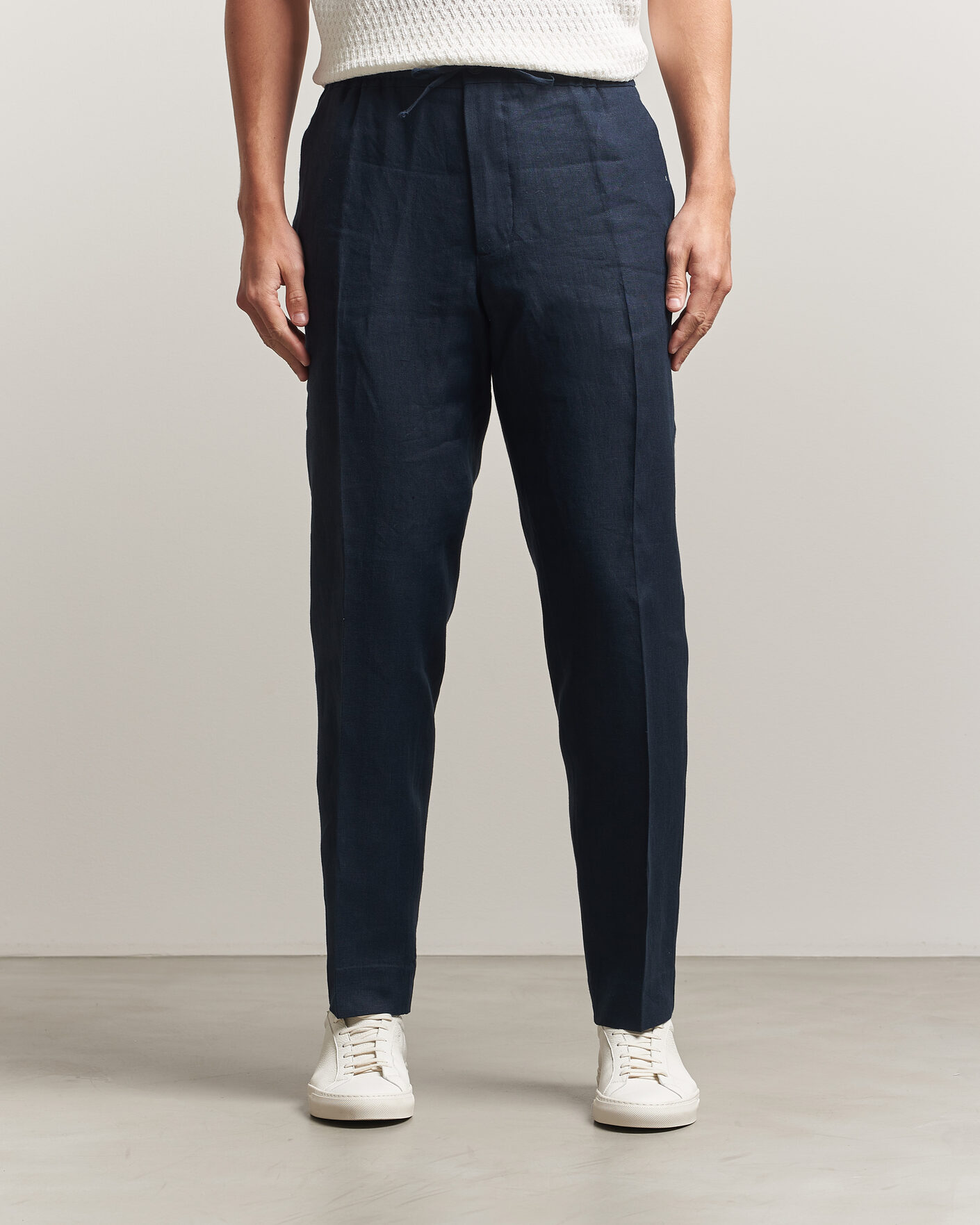 Heren | Broeken | J.Lindeberg | Soren Drape Linen Pants Navy