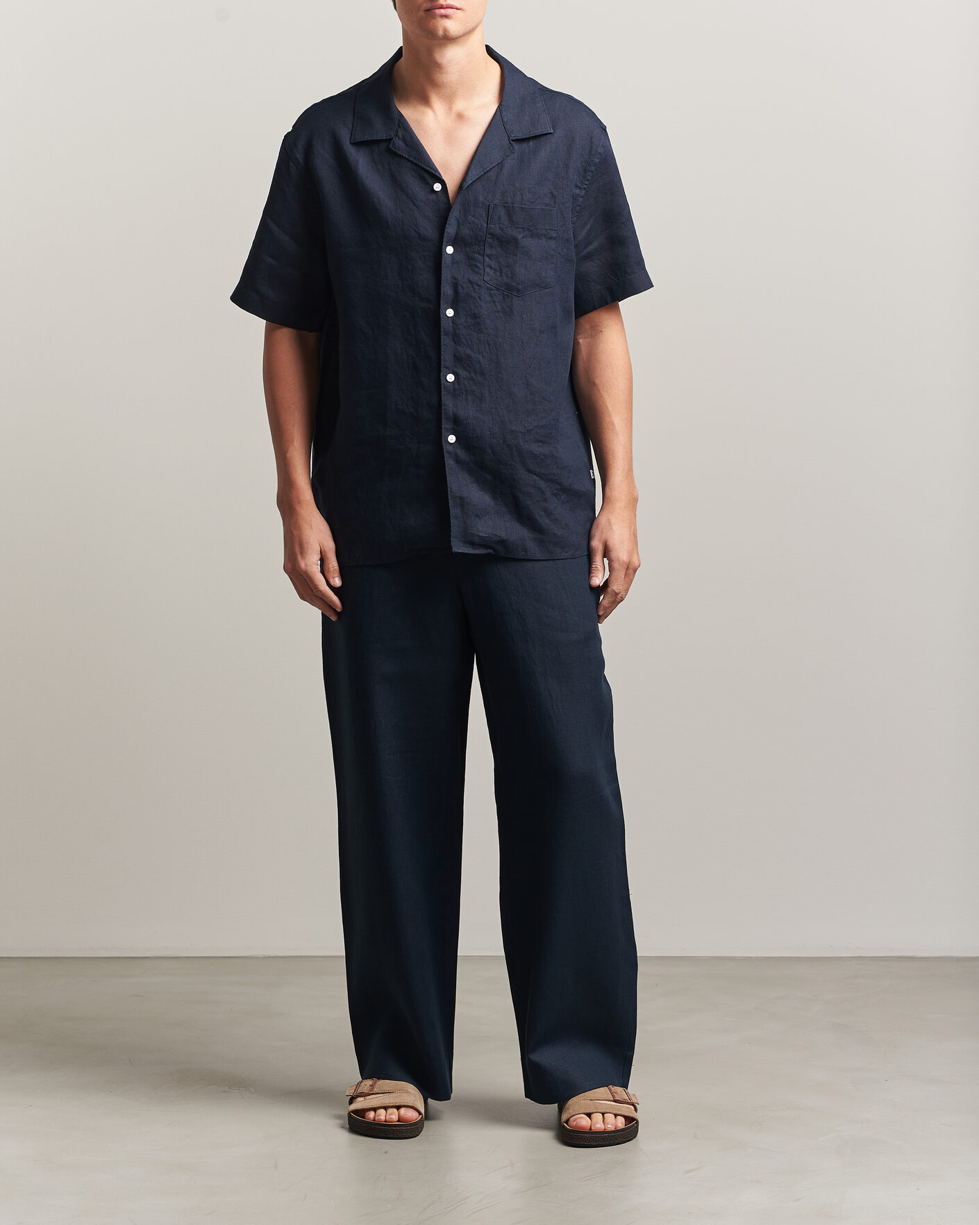 Heren | Broeken | J.Lindeberg | Noah Drape Linen Pants Navy