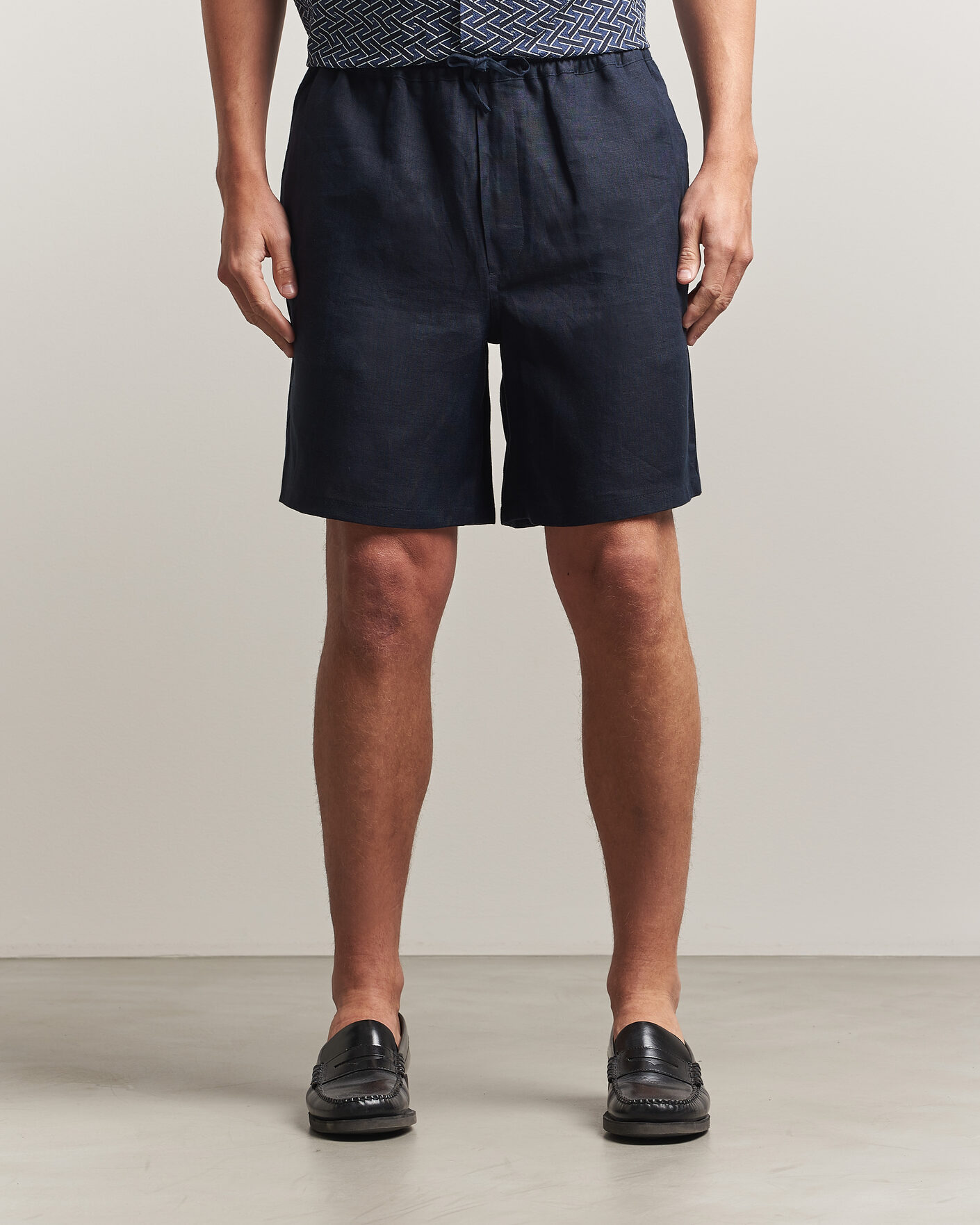 Heren | Korte broek | J.Lindeberg | Joff Linen Drawstring Shorts Navy