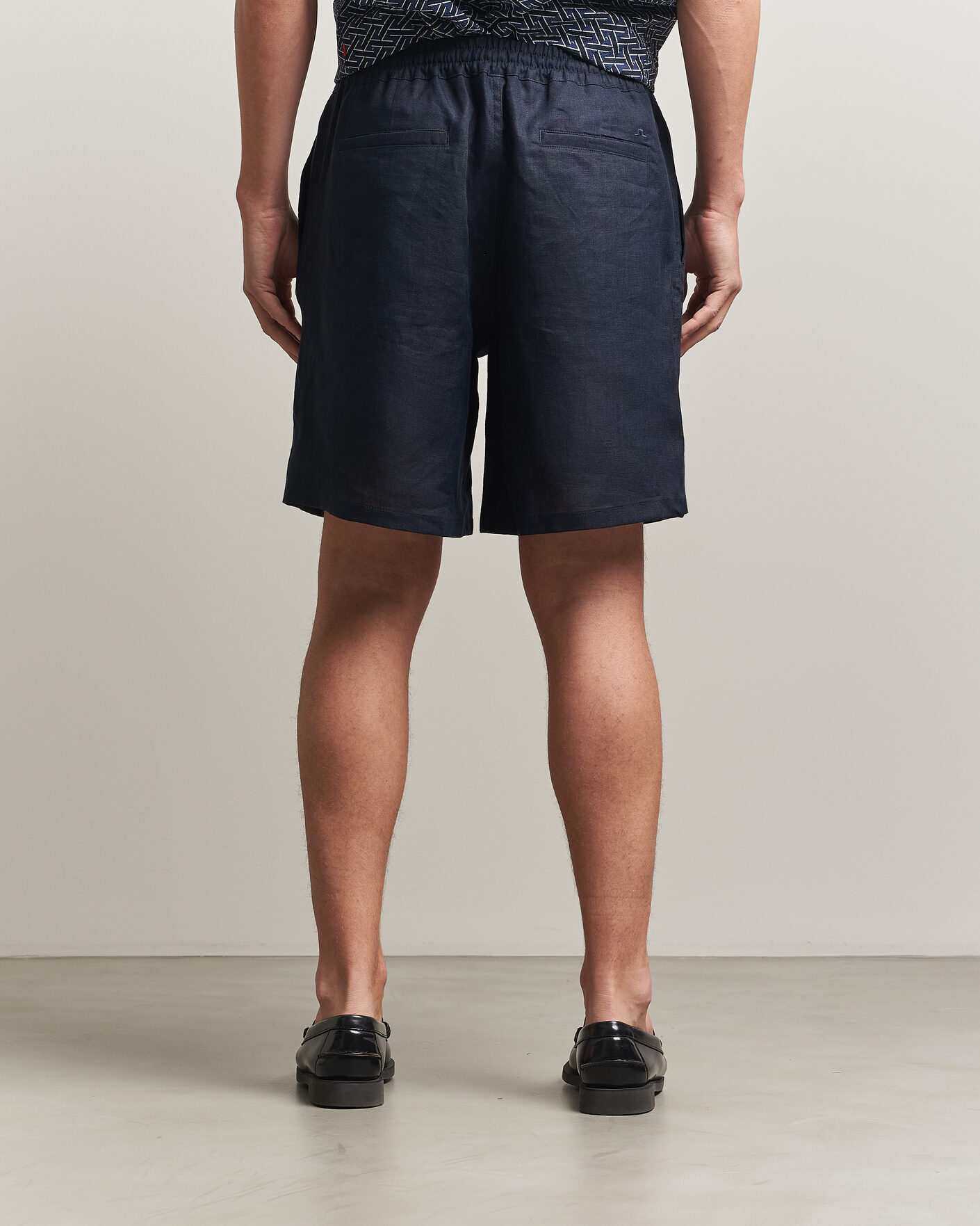 Heren | Korte broek | J.Lindeberg | Joff Linen Drawstring Shorts Navy