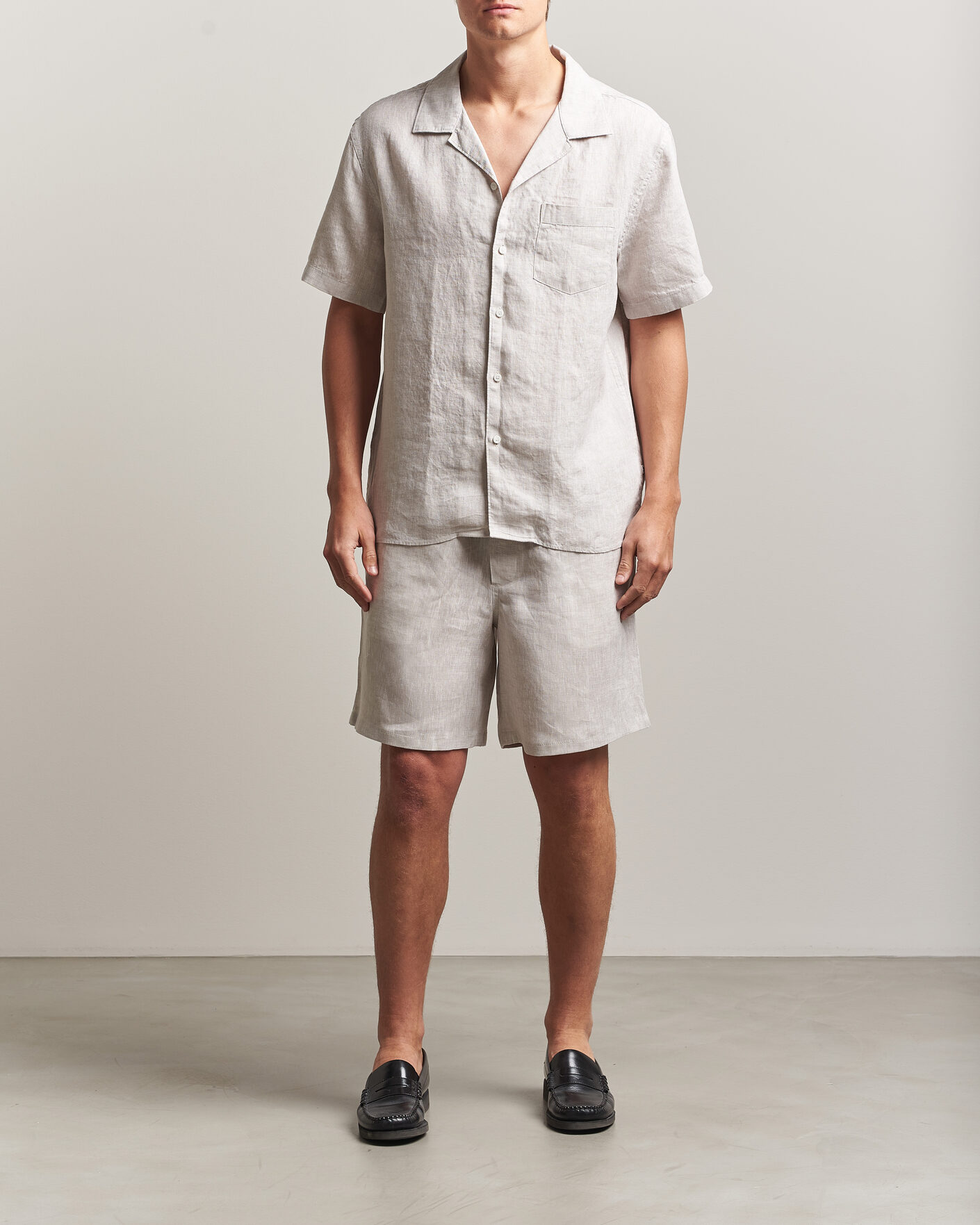 Heren | Korte broek | J.Lindeberg | Joff Linen Drawstring Shorts Moonbeam
